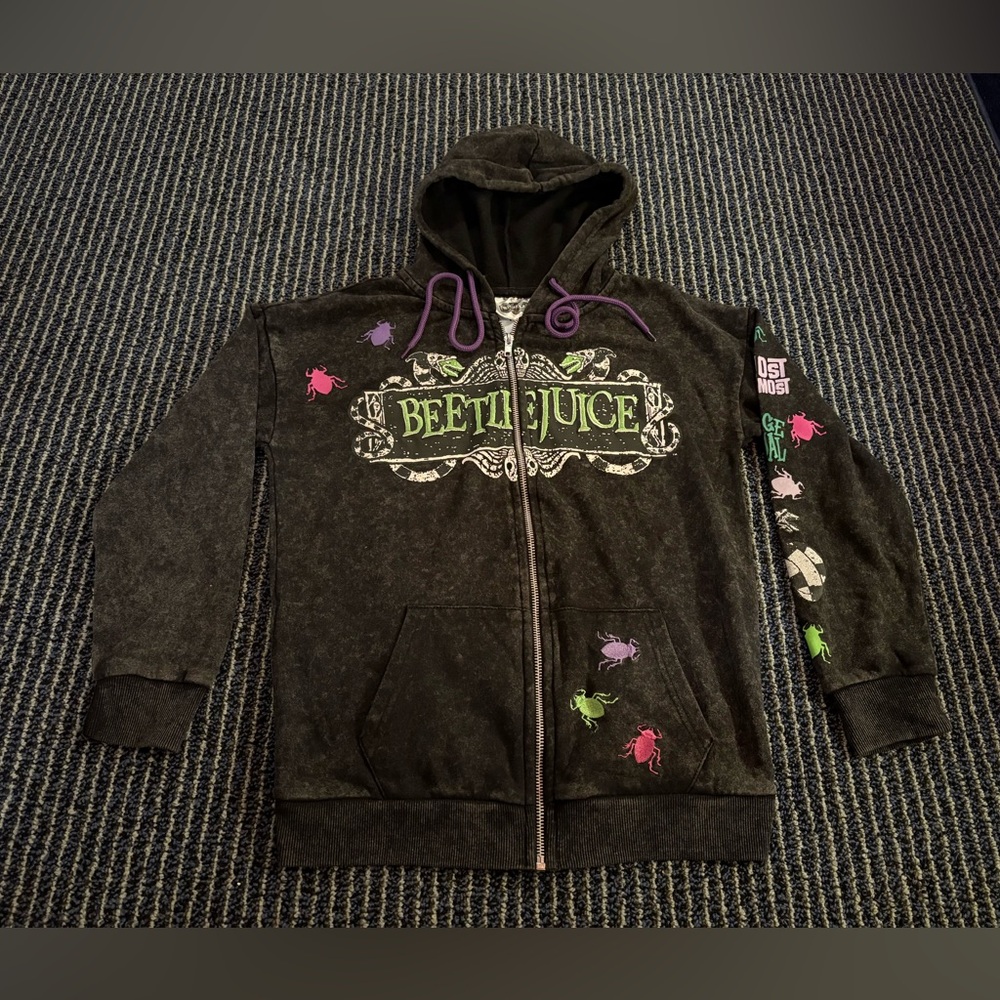 Beetlejuice Black Hoodie with Colorful Graphics